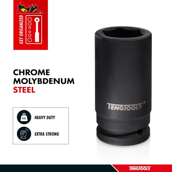 Teng Tools 50mm 3/4 Inch Drive 6 Point Metric Deep Chrome Molybdenum Impact Socket - 940650-C