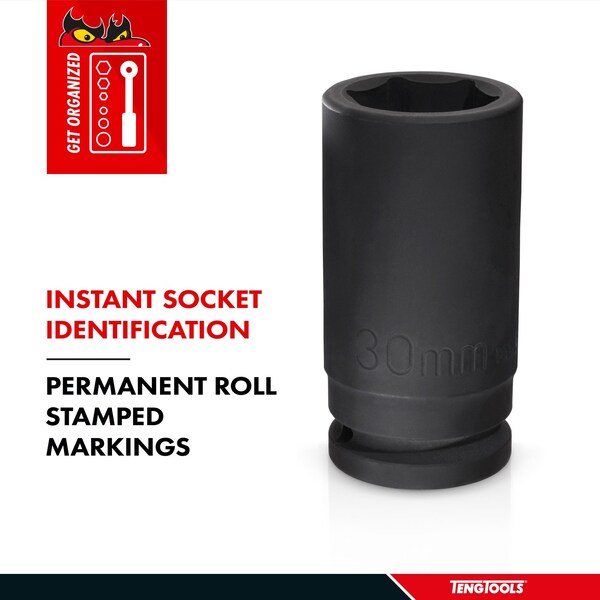 Teng Tools 50mm 3/4 Inch Drive 6 Point Metric Deep Chrome Molybdenum Impact Socket - 940650-C