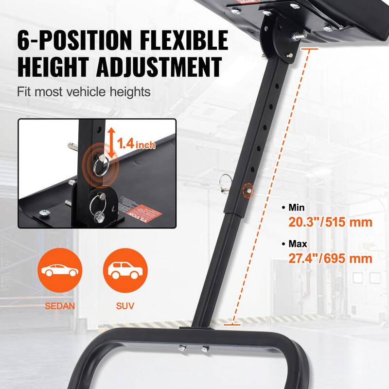 VEVOR Under Dash Creeper,40 in.,330 lbs. Load Capacity Rolling Mechanic Garage Creeper, 20.3-27.4 in. Height Adjustable - JGSXCTBYXJ401EVNVV0