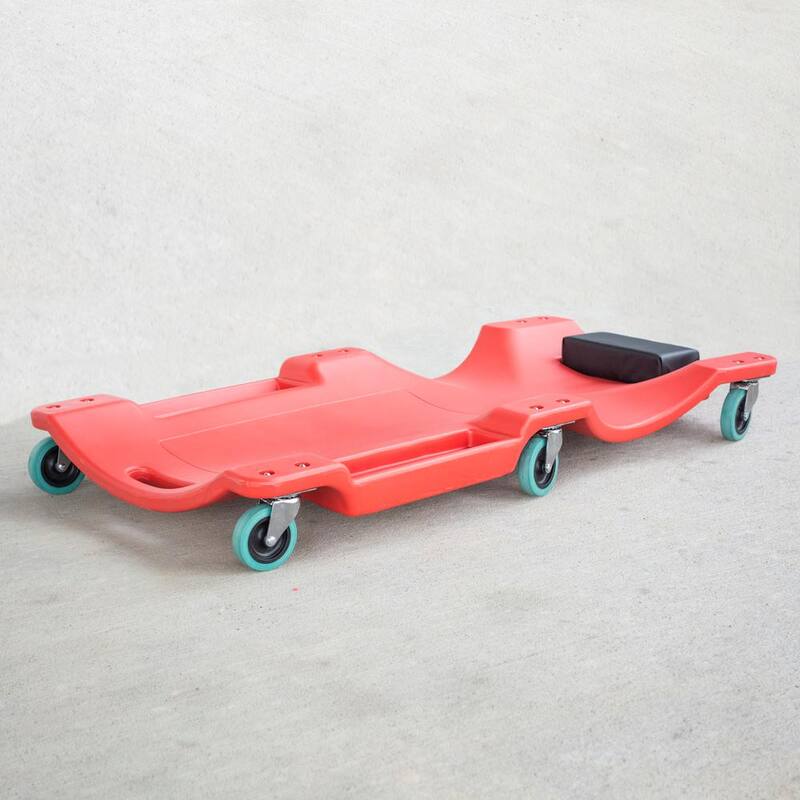 BLACK BULL 40 in. 250 lbs. Capacity Red Mechanics Creeper Seat with 6 Wheels - 806311