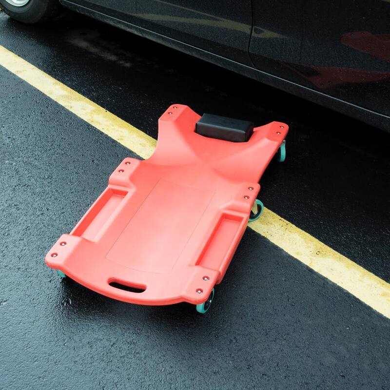 BLACK BULL 40 in. 250 lbs. Capacity Red Mechanics Creeper Seat with 6 Wheels - 806311