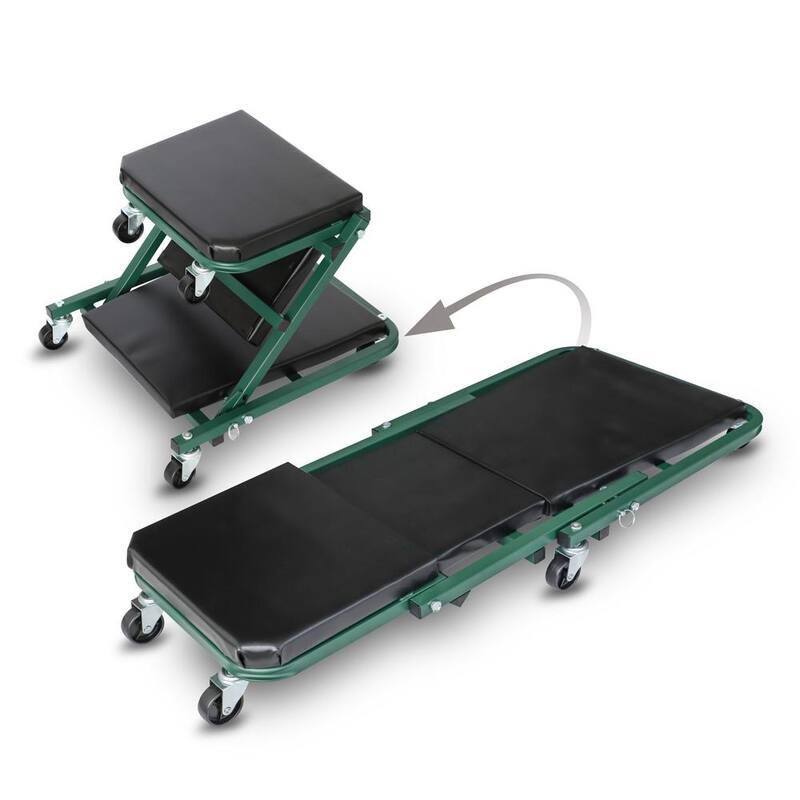 BRIDGELAND 40 in. 300 lb. Capacity, 2-in-1 Foldable Z-Shape Seat and Creeper with 6 Swivel Casters - 91103