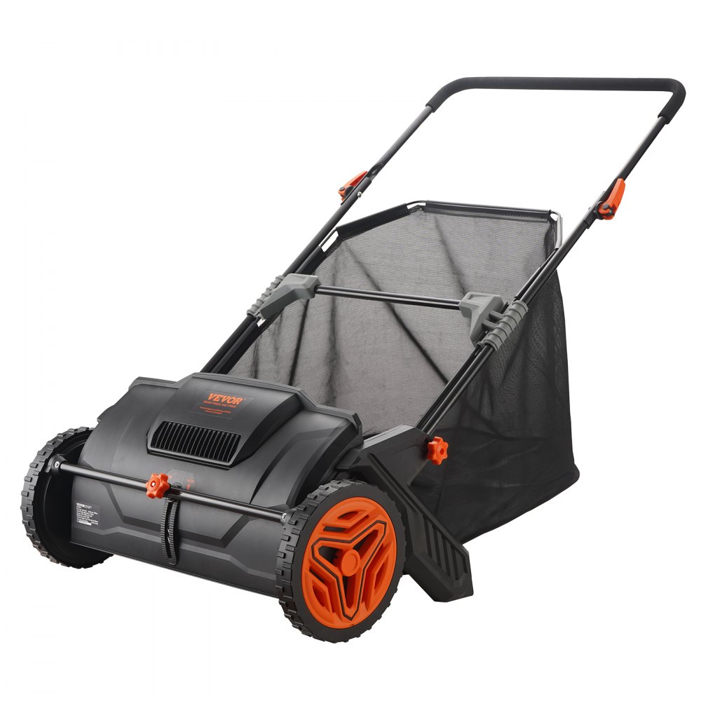 VEVOR Push Lawn Sweeper, 21-inch Leaf & Grass Collector, Strong Rubber Wheels & Heavy Duty Thickened Steel Durable to Use with Large Capacity 3.5 cu. ft. Mesh Collection Hopper Bag, 2 Spinning Brushes - S35CUFT21INCHNVK3V0