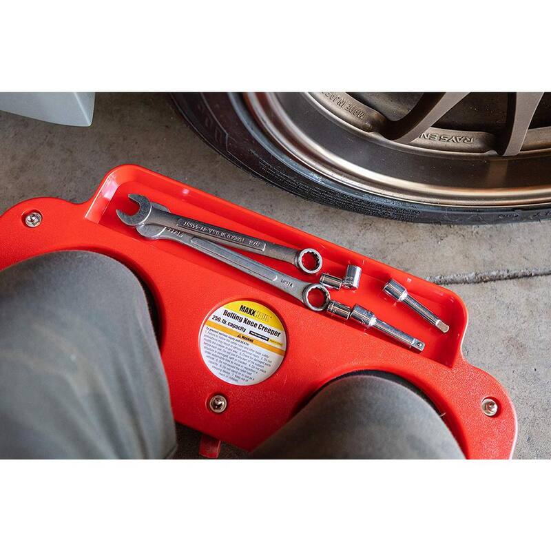 MaxxHaul Rolling Knee Creeper/Pads with ABS High-Impact Frame, 5 Swivel Castors, Tool Tray and Holder (1-Pack) - 80748
