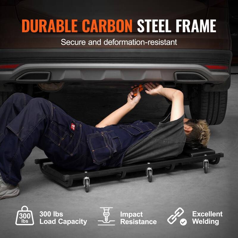 VEVOR Mechanic Garage Creeper,40-In.,300 lbs. Capacity Automotive Rolling Creeper with 6 Casters Adjustable Cushioned Headrest - BKZDXCTBYXJ4ZXI52V0