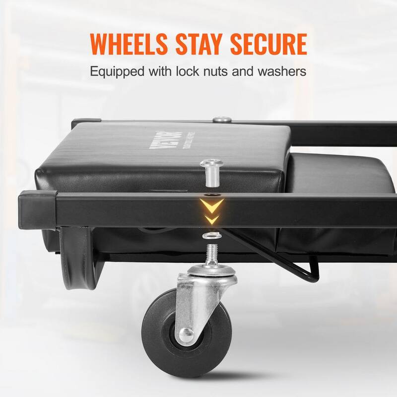 VEVOR Mechanic Garage Creeper,40-In.,300 lbs. Capacity Automotive Rolling Creeper with 6 Casters Adjustable Cushioned Headrest - BKZDXCTBYXJ4ZXI52V0