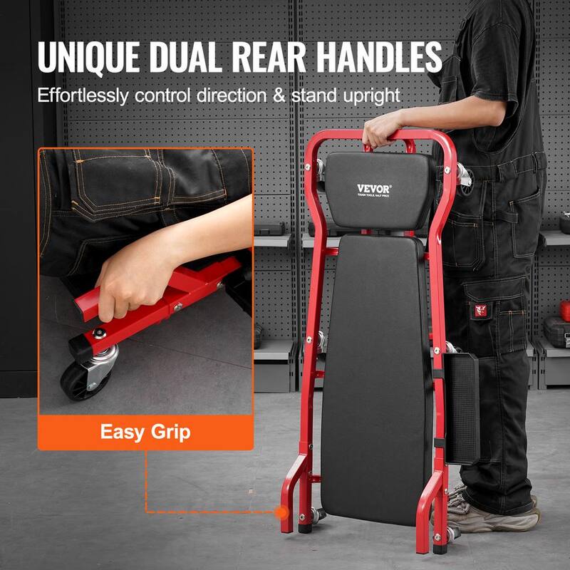 VEVOR Mechanic Garage Creeper,44-In.,300 lbs. Capacity Automotive Rolling Creeper with 6 Casters Cushioned Headrest Tool Tray - BKZDXCTB44YCBV8A0V0