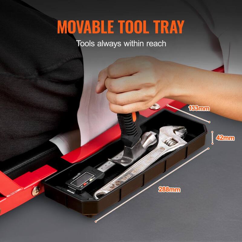 VEVOR Mechanic Garage Creeper,44-In.,300 lbs. Capacity Automotive Rolling Creeper with 6 Casters Cushioned Headrest Tool Tray - BKZDXCTB44YCBV8A0V0