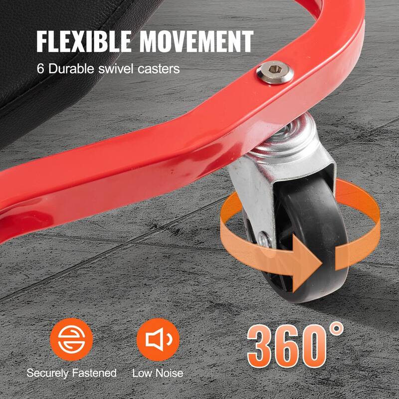 VEVOR Mechanic Garage Creeper,44-In.,300 lbs. Capacity Automotive Rolling Creeper with 6 Casters Cushioned Headrest Tool Tray - BKZDXCTB44YCBV8A0V0