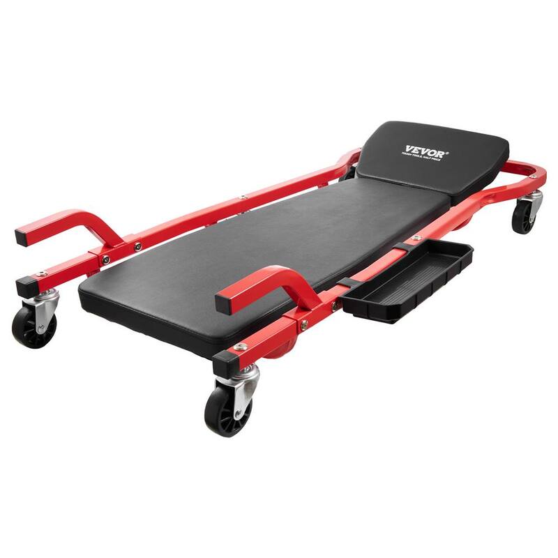 VEVOR Mechanic Garage Creeper,44-In.,300 lbs. Capacity Automotive Rolling Creeper with 6 Casters Cushioned Headrest Tool Tray - BKZDXCTB44YCBV8A0V0