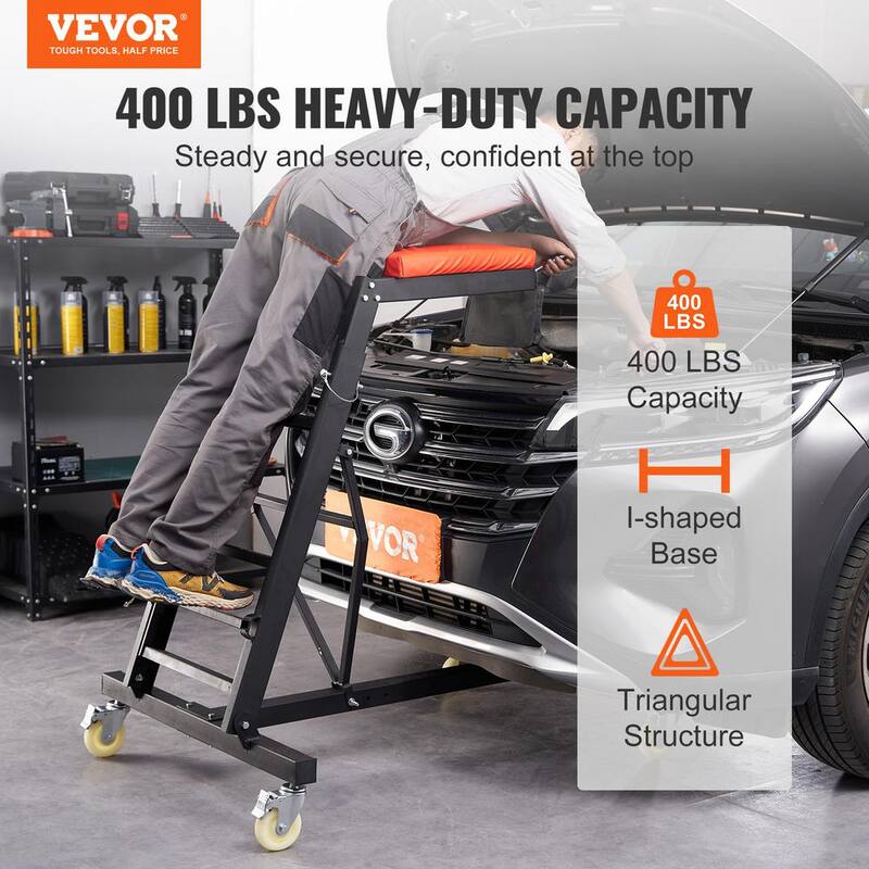 VEVOR Automotive Top Creeper with Adjustable Height 49.6in. to 75.6in., 400 lbs. Capacity High Creeper, 4 Swivel Caster Wheels - FDJXCTYIXIX4SJCLPV0-0920