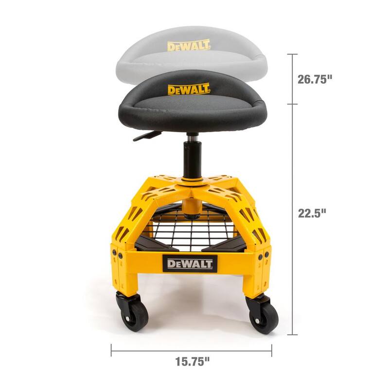DEWALT 24 in. H x 16 in. W x 16 in. D Adjustable Shop Stool with Casters - DXSTAH025