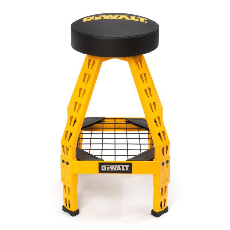 DEWALT 32 in. H x 17 in. W x 17 in. D Swivel Shop Stool with Shelf - DXSTFH030