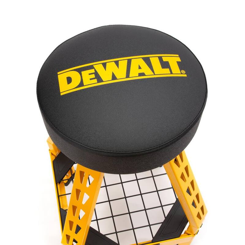 DEWALT 32 in. H x 17 in. W x 17 in. D Swivel Shop Stool with Shelf - DXSTFH030