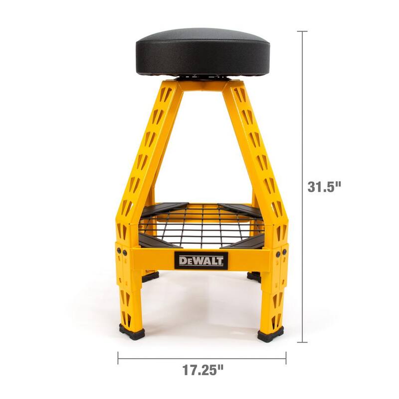 DEWALT 32 in. H x 17 in. W x 17 in. D Swivel Shop Stool with Shelf - DXSTFH030