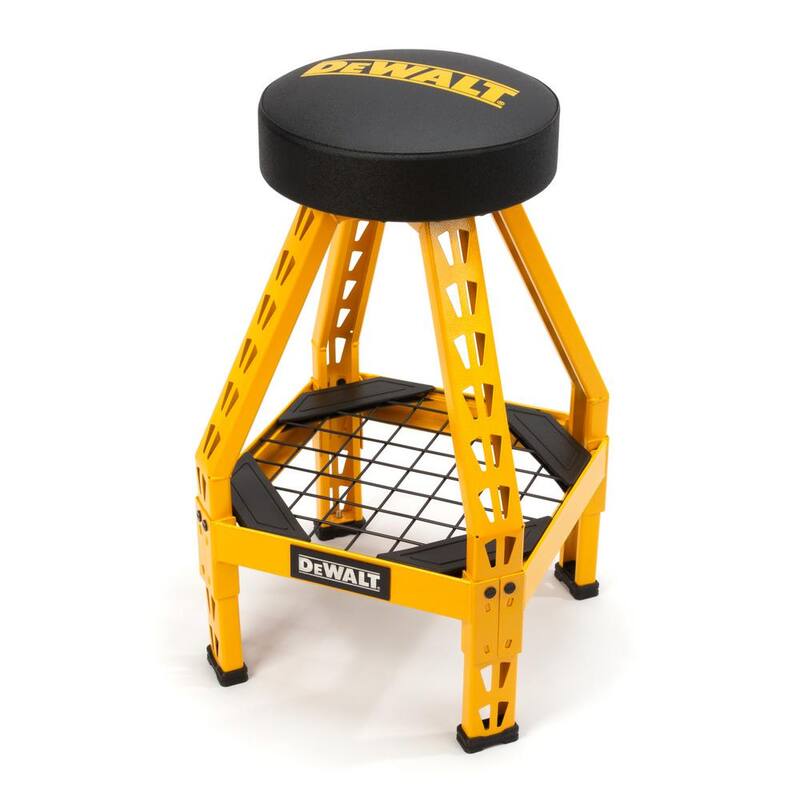 DEWALT 32 in. H x 17 in. W x 17 in. D Swivel Shop Stool with Shelf - DXSTFH030
