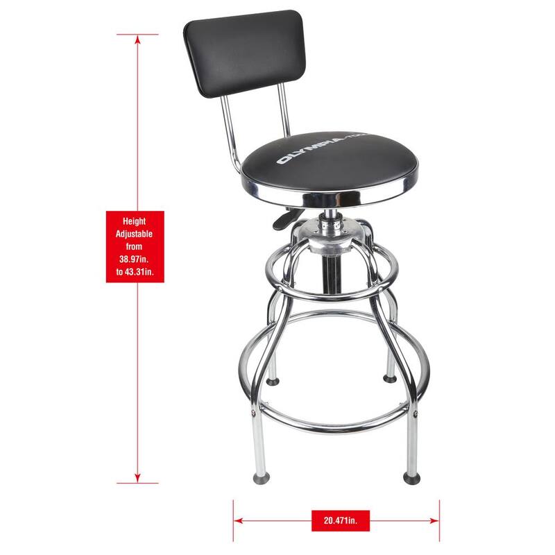 OLYMPIA 300 lb. Capacity 39 in. Adjustable Height Hydraulic Garage/Shop Stool with 360-Degree Swivel - 82-738