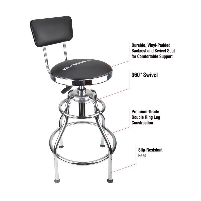 OLYMPIA 300 lb. Capacity 39 in. Adjustable Height Hydraulic Garage/Shop Stool with 360-Degree Swivel - 82-738