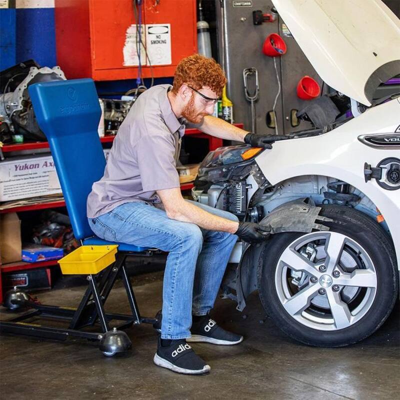ERGOCHAIR Adjustable Height Rolling Work Seat with Utility Tray and Cup-holder - 5215988