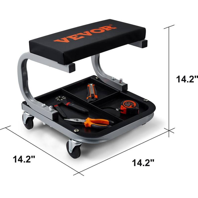 VEVOR Garage Shop Stool 250 lbs. Load Mechanic Creeper Seat with 4 360° Casters Under Car Tool Tray for Garage Roadside Home - XCDBKDGDFX4256NZLV0