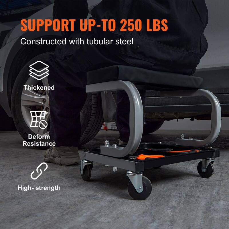 VEVOR Garage Shop Stool 250 lbs. Load Mechanic Creeper Seat with 4 360° Casters Under Car Tool Tray for Garage Roadside Home - XCDBKDGDFX4256NZLV0