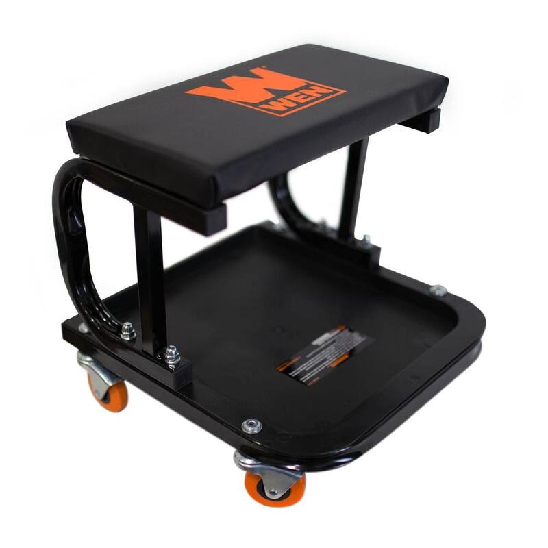 WEN 250 lbs. Capacity Rolling Mechanic Seat with Onboard Storage - 73011T