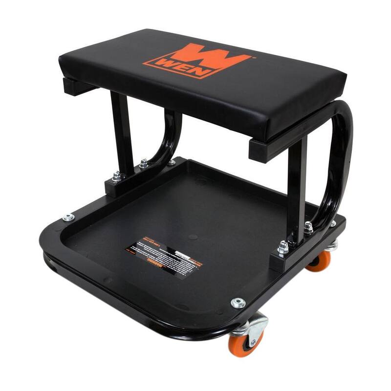 WEN 250 lbs. Capacity Rolling Mechanic Seat with Onboard Storage - 73011T