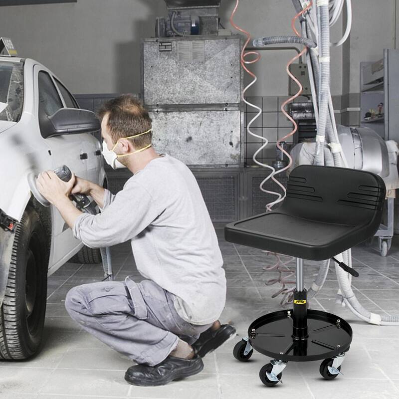 VEVOR Rolling Garage Stool 300 LBS. Capacity Mechanic Seat 5.7 in. to 20.5 in. with 360-degree Swivel Wheels and Tool Tray - HSZXTLJXLDBDD3ZY2V0