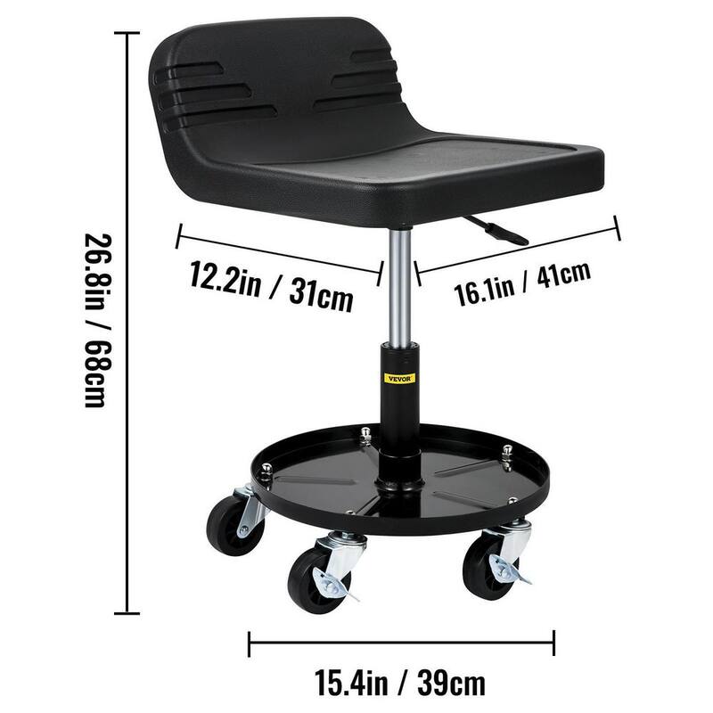VEVOR Rolling Garage Stool 300 LBS. Capacity Mechanic Seat 5.7 in. to 20.5 in. with 360-degree Swivel Wheels and Tool Tray - HSZXTLJXLDBDD3ZY2V0
