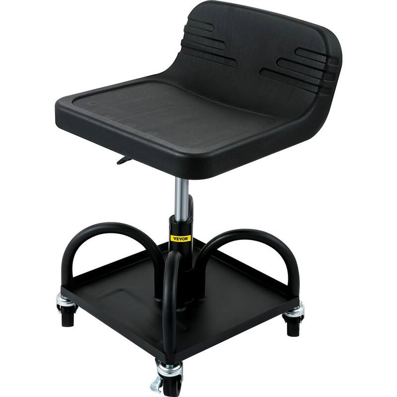 VEVOR Rolling Shop Stool 300 Lbs. Load Mechanic Seat 15.7 to 20.5 in. with 360° Swivel Wheels Tool Tray for Workshop, Black - HSKSJJXGZYBDDF5PZV0