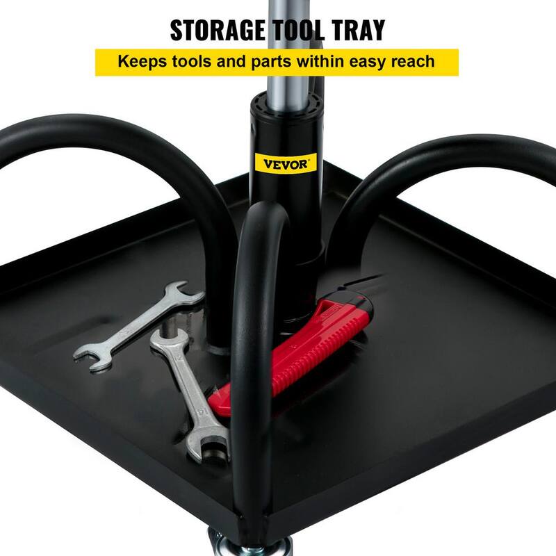 VEVOR Rolling Shop Stool 300 Lbs. Load Mechanic Seat 15.7 to 20.5 in. with 360° Swivel Wheels Tool Tray for Workshop, Black - HSKSJJXGZYBDDF5PZV0