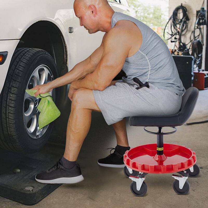 VEVOR Shop Stool 300 LBS Rolling Garage Stool 18-23 in. Adjustable Mobile Rolling Gear Seat Round Tray Garage Pneumatic Stool - YXAPDSFZDQCDJEZCNV0-0805