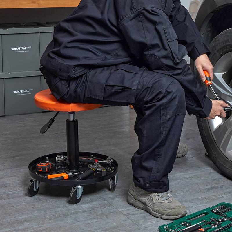 VEVOR Mechanic Stool, 250 lbs. Rolling Pneumatic Creeper Garage, Adjustable Height 22 in.-28 in. Padded Rolling Workshop Stool - XCDKDGDYXY5257WDRV0-0730