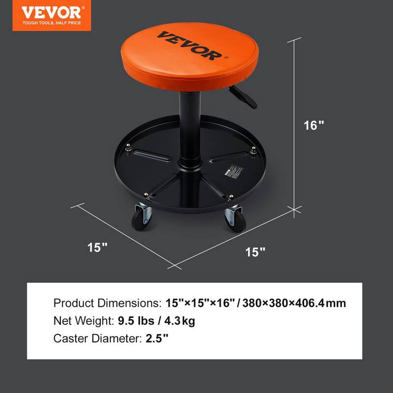 VEVOR Mechanic Stool, 250 lbs. Rolling Pneumatic Creeper Garage, Adjustable Height 22 in.-28 in. Padded Rolling Workshop Stool - XCDKDGDYXY5257WDRV0-0730
