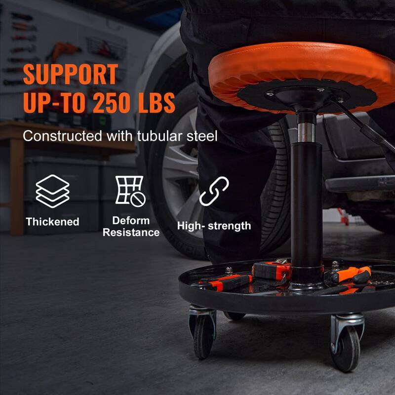 VEVOR Mechanic Stool, 250 lbs. Rolling Pneumatic Creeper Garage, Adjustable Height 22 in.-28 in. Padded Rolling Workshop Stool - XCDKDGDYXY5257WDRV0-0730