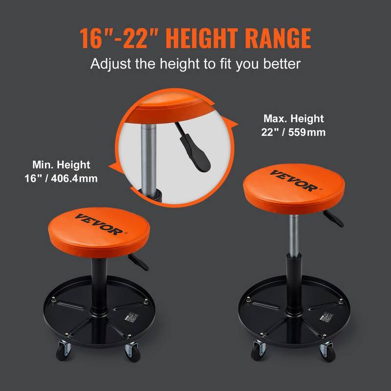 VEVOR Mechanic Stool, 250 lbs. Rolling Pneumatic Creeper Garage, Adjustable Height 22 in.-28 in. Padded Rolling Workshop Stool - XCDKDGDYXY5257WDRV0-0730