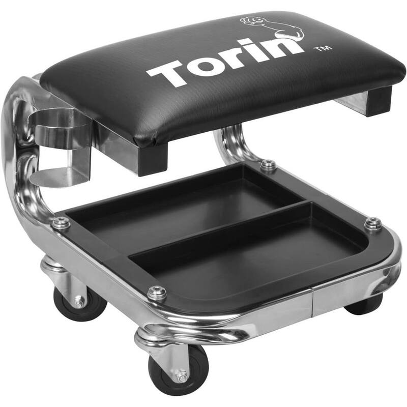 Torin 400 lbs. 15.8 in. Rolling Mechanic Creeper Seat with Tool Tray and Cup Holder - AR7451B