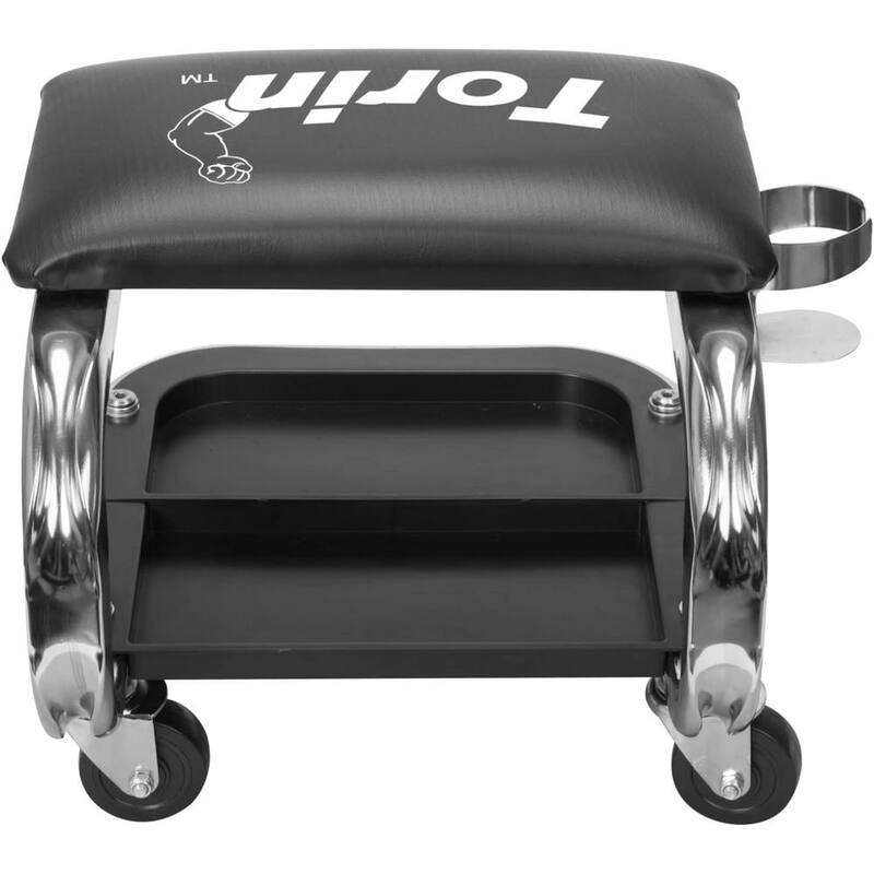 Torin 400 lbs. 15.8 in. Rolling Mechanic Creeper Seat with Tool Tray and Cup Holder - AR7451B