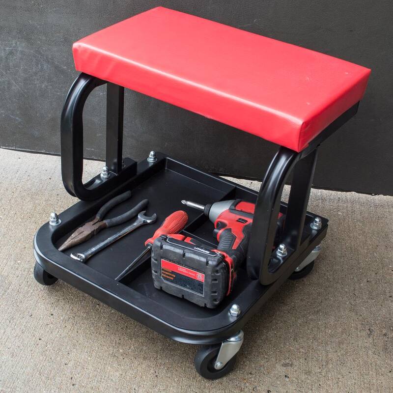 BLACK BULL 265 lbs. Rolling Mechanics Creeper Seat with Divided Organizer and Tool Tray - 809701