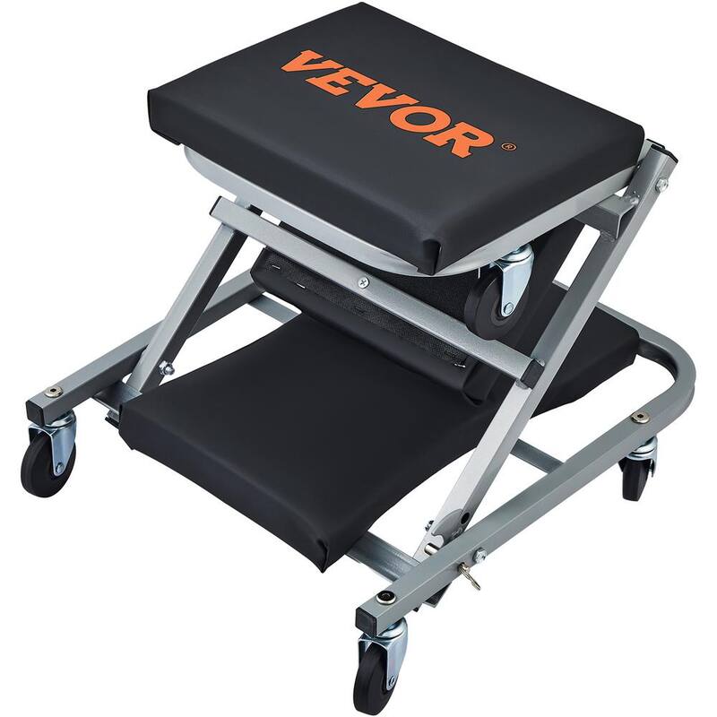 VEVOR 300 lbs. Capacity Z-Creeper Seat, 2-in-1 Rolling Folding Car Creeper, Low Profile Creeper with 6 pcs Wheels, Black - XCT21300366252H4YV0-0920