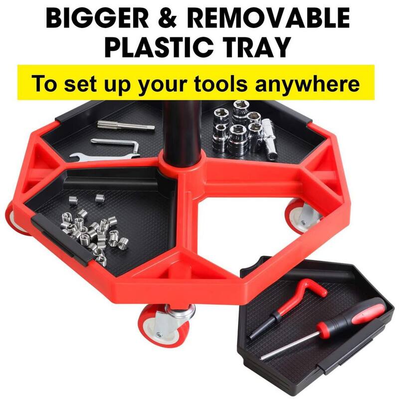 Big Red 300 lbs. Rolling Mechanic Shop Seat Stool with Detachable Tool Trays - ATRXF8308R