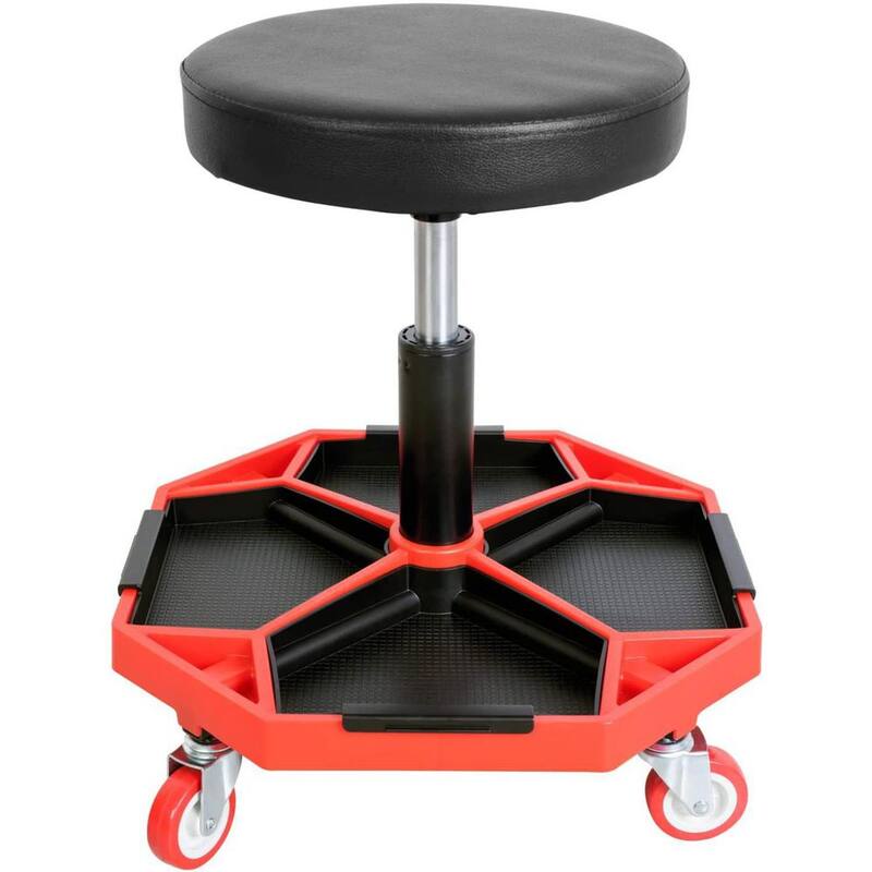 Big Red 300 lbs. Rolling Mechanic Shop Seat Stool with Detachable Tool Trays - ATRXF8308R