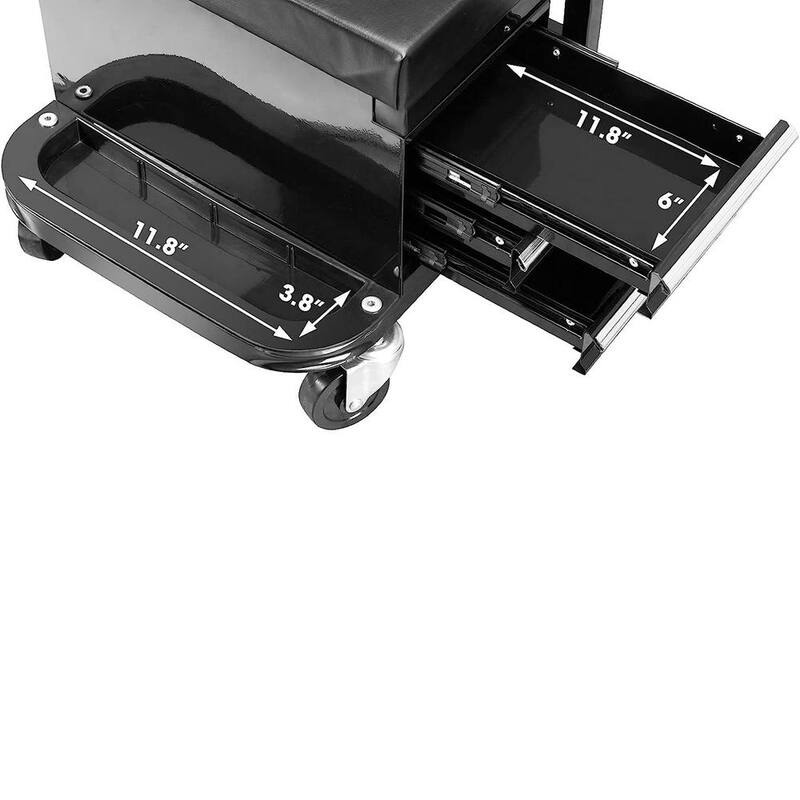 Torin 3-Drawer 14.4 in. Rolling Mechanic Creeper Seat with Can Organizer - APD2016AB