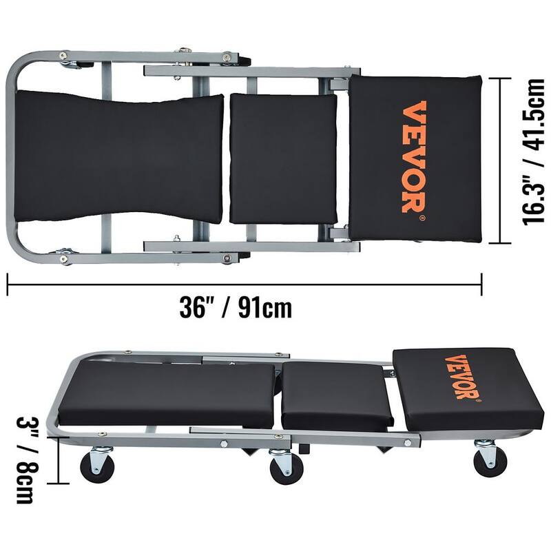 VEVOR 2 in 1 Z Creeper Seat Shop Stool 300 Lbs. Load Auto Mechanic Rolling Chair with 6 360° Casters for Garage Roadside Work - XCT21300366252H4YV0