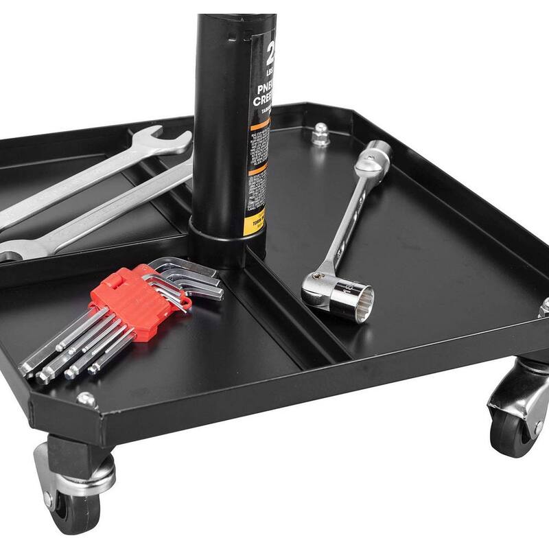 TCE Rolling Pneumatic Creeper Garage/Shop Seat: Padded Adjustable Mechanic Stool with Tool Tray Storage, Blue - ATR6350U
