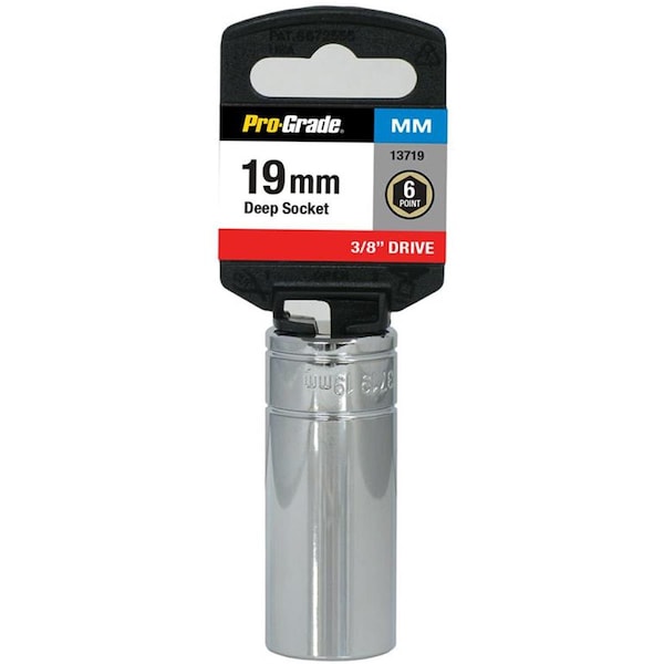 Cromo 0.37 in. Drive x 19 mm 6 Point Deep Socket - CR3309143
