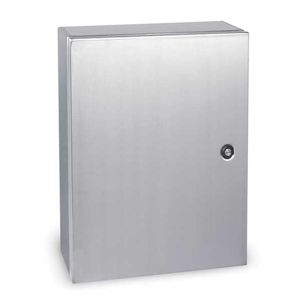 Wiegmann 304 Stainless Steel Electrical Enclosures, 20 in H, 6 in D, 20 in W, NEMA 4X, Hinged - N412202006SSC