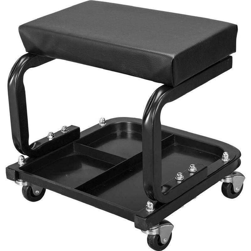 Torin Rolling Creeper Garage/Shop Seat: Padded Mechanic Stool with Tool Tray Storage, Black - ATR6300B-2