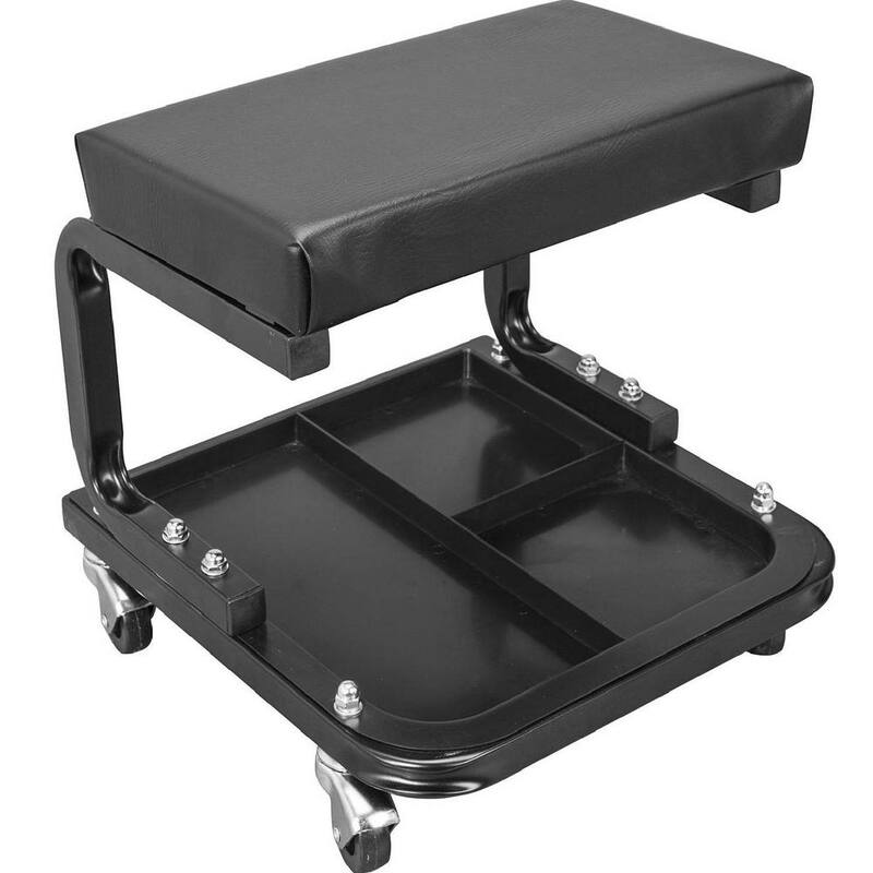 Torin Rolling Creeper Garage/Shop Seat: Padded Mechanic Stool with Tool Tray Storage, Black - ATR6300B-2