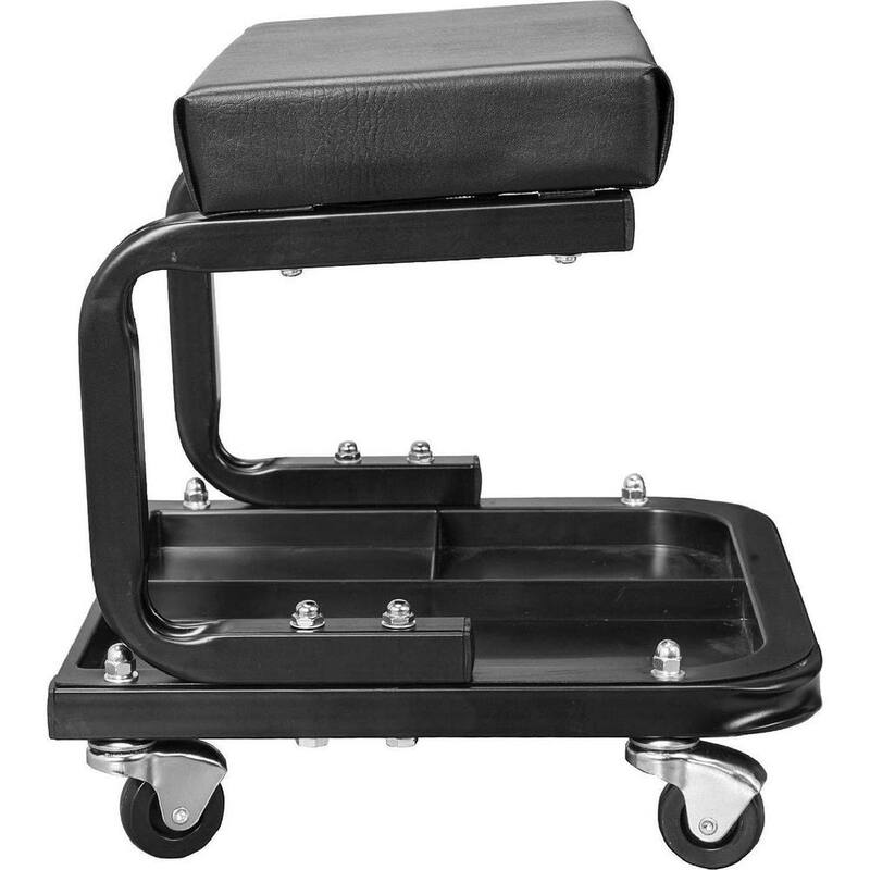 Torin Rolling Creeper Garage/Shop Seat: Padded Mechanic Stool with Tool Tray Storage, Black - ATR6300B-2
